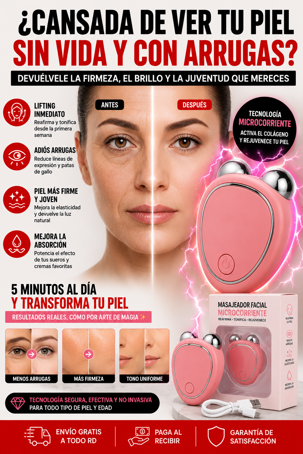 🌟 Masajeador Facial Microcorriente con 🆓 Envío Gratis