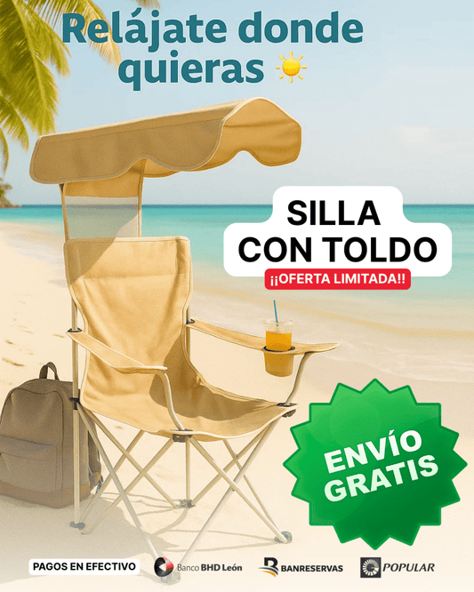 ☀️🍹¡Disfruta del SOL sin sacrificar tu comodidad! con la Silla de Playa con TOLDO - GlobalyShop