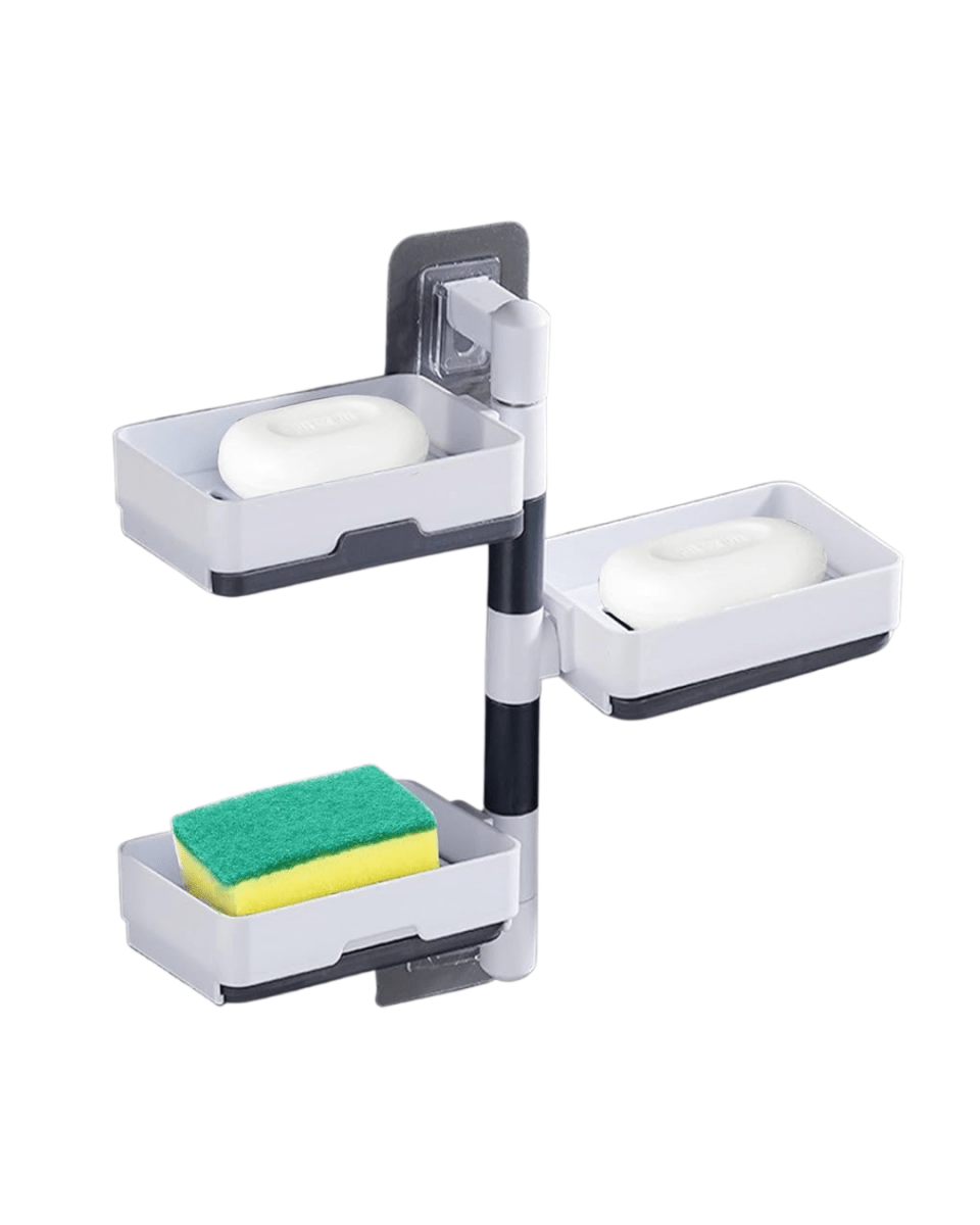 🧽 ORGANIZA tu BAÑO y COCINA sin taladro | JABONERA 3 NIVELES + drenaje INTELIGENTE - GlobalyShop