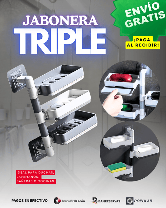 🧽 ORGANIZA tu BAÑO y COCINA sin taladro | JABONERA 3 NIVELES + drenaje INTELIGENTE - GlobalyShop